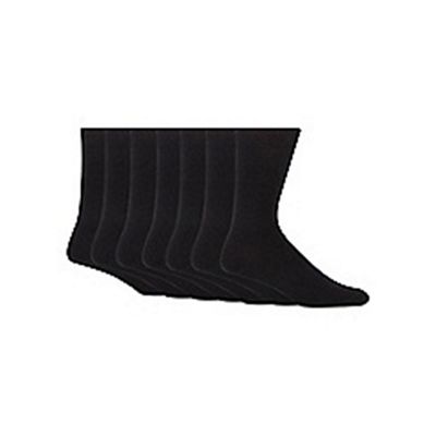 Pack of seven black cotton blend socks
